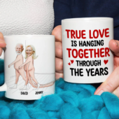 True Love Is Hanging Together through the Years, Custom Couple Face Coffee Mug, Funny Gift for Couple, Valentine'S Gifts