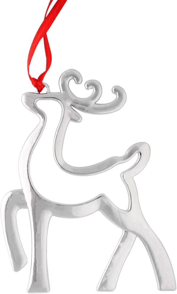 Set of 6 Hanging Ornaments, Silver Christmas Ornament for Xmas Tree Decor, Reindeer Christmas Tree Ornament Gift Holiday Party Supplies