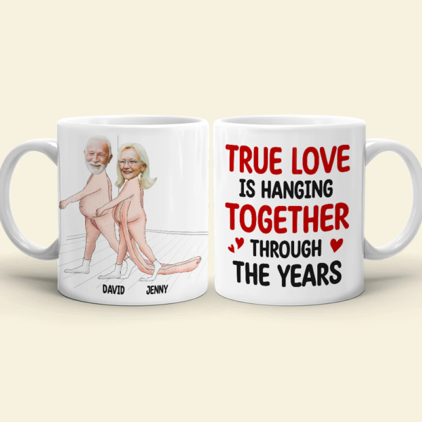 True Love Is Hanging Together through the Years, Custom Couple Face Coffee Mug, Funny Gift for Couple, Valentine'S Gifts