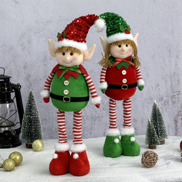2Pcs New Christmas Products Christmas Hanging Leg Elf Telescopic Doll Ornaments Children'S Gifts Elf Doll Ornaments