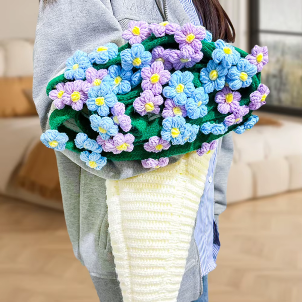 Handmade Crocheted Blanket Breathable Hand Knitted Rose Blanket Wear Resist Soft Knitting Throw Blankets for Friend Gift