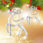 Set of 6 Hanging Ornaments, Silver Christmas Ornament for Xmas Tree Decor, Reindeer Christmas Tree Ornament Gift Holiday Party Supplies