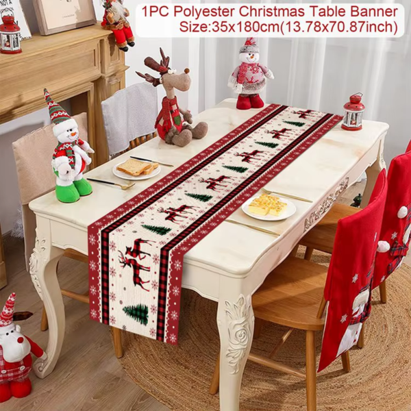 2024 Christmas Table Runner Cloth Merry Christmas Decoration for Home Tablecloth Xmas Cristmas Ornament Navidad New Year 2025