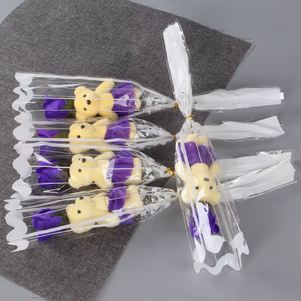 Romantic Artificial Soap Roses with Lovely Teddy Bear Birthday Gift Flowers Bouquet Scented Christmas Valentines Day Gift