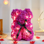 28Cm Artificial Teddy Rose Multicolors Romantic Valentines Day Gift Flower Bear with LED Strip Girlfriend Women Anniversary Bear