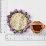 2025 Crochet Flower Potted Rose Kintted Flower Coaster Crochet Flower Cup Mat Friends Gift Table Decor