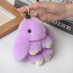 1PC 15CM Cartoon Rabbit Keychain Ring Fluffy Real Fur Pompon Bunny Trinket Key Chain Charm Cute Key Ring on Bag Car Key Pendant