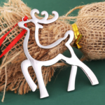 Set of 6 Hanging Ornaments, Silver Christmas Ornament for Xmas Tree Decor, Reindeer Christmas Tree Ornament Gift Holiday Party Supplies