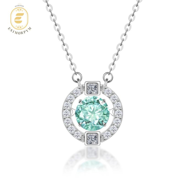 Moissanite 1Ct Flickering Halo Pendant Necklace round Moissanite Copper Necklace Chain Jewelry Perfect Birthday Engagement Wedding Anniversary Gift Christmas Thanksgiving Valentine'S Day Mother'S Day Gifts