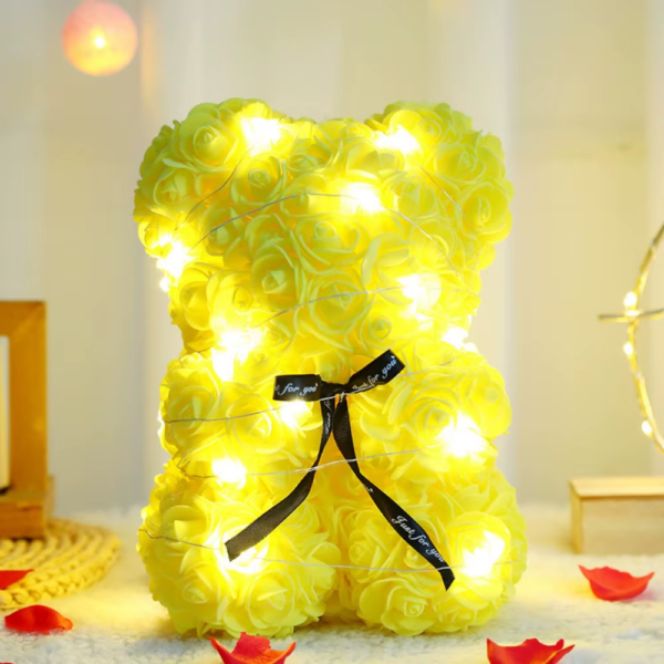 28Cm Artificial Teddy Rose Multicolors Romantic Valentines Day Gift Flower Bear with LED Strip Girlfriend Women Anniversary Bear