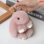 1PC 15CM Cartoon Rabbit Keychain Ring Fluffy Real Fur Pompon Bunny Trinket Key Chain Charm Cute Key Ring on Bag Car Key Pendant