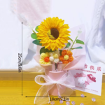 Crochet Bouquet Rose Sunflower Handmade Artificial Knitted Flower Valentine'S Day Anniversary Wedding Birthday Gift Home Decor