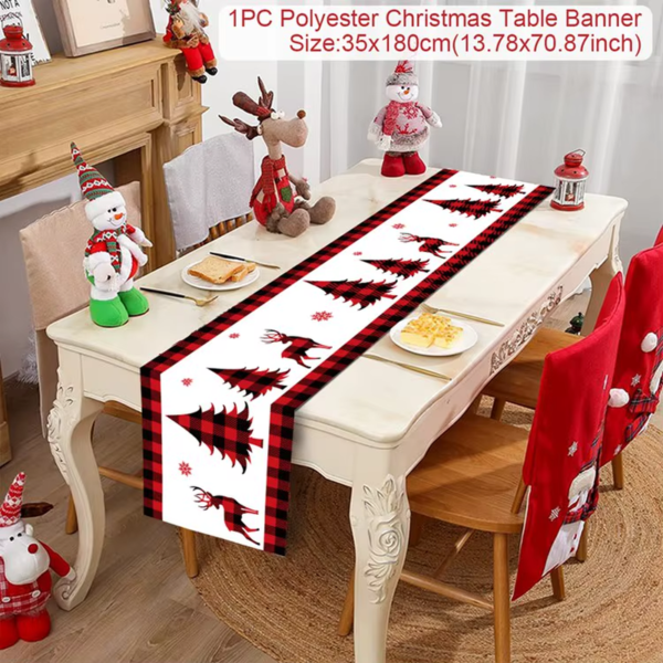 2024 Christmas Table Runner Cloth Merry Christmas Decoration for Home Tablecloth Xmas Cristmas Ornament Navidad New Year 2025