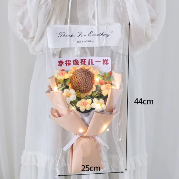 Rose Knitted Flowers Bouquet Crochet Flower for Back to School Handmade Bouquets Wedding Christmas Halloween Gift Home Decor