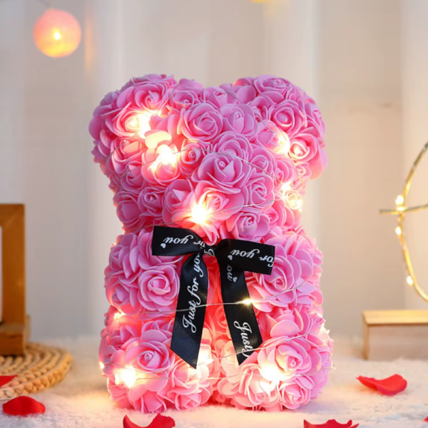 28Cm Artificial Teddy Rose Multicolors Romantic Valentines Day Gift Flower Bear with LED Strip Girlfriend Women Anniversary Bear